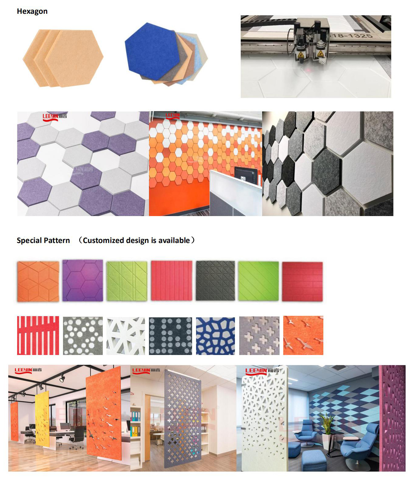 Hexagon acoustic panel polyester acoustic panels