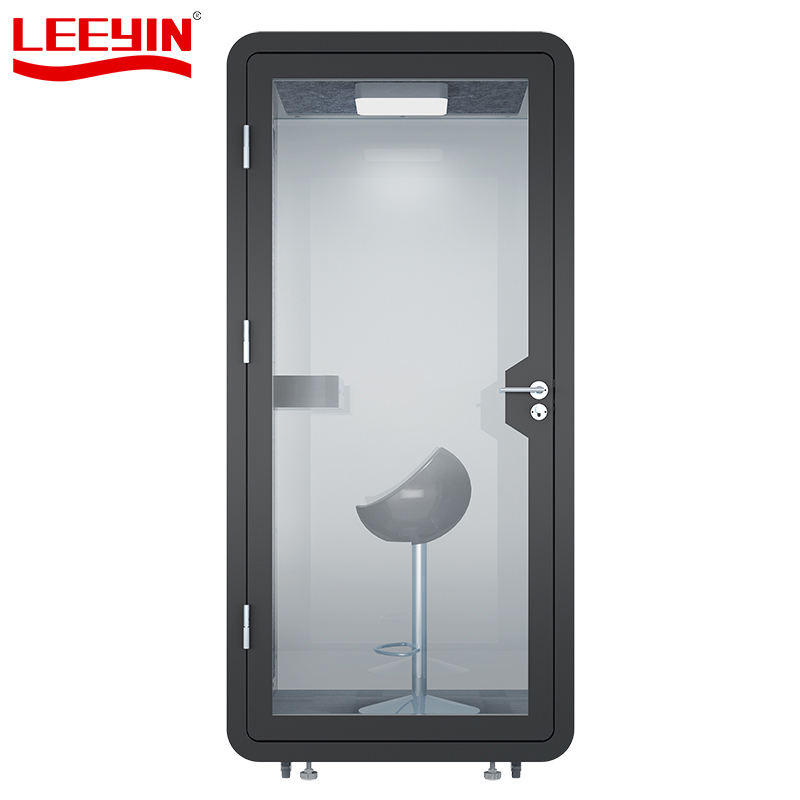 Soundproof pod Telephone Booth with 2 Metal Walls 2 Glass Wall