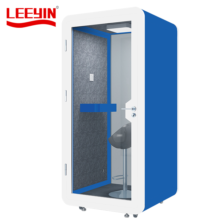 Soundproof pod Telephone Booth with 2 Metal Walls 2 Glass Wall