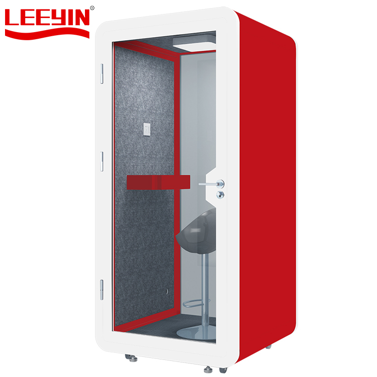 Soundproof pod Telephone Booth with 2 Metal Walls 2 Glass Wall