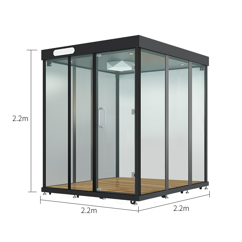 Telephone Booth with 3 Metal Walls 1 Glass Wall Sofa