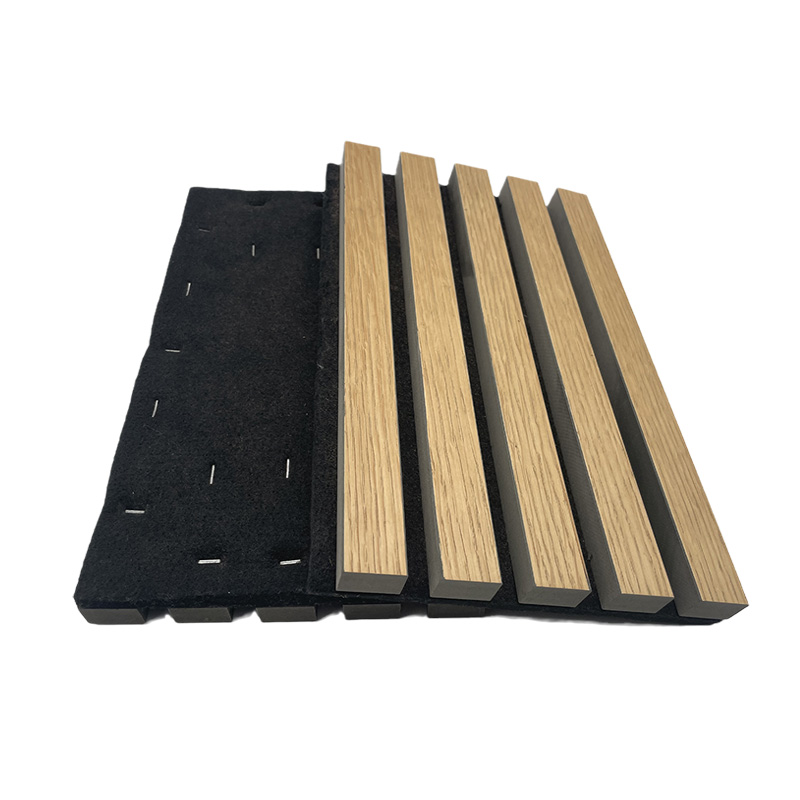 Interior wood slat wall acoustic panel