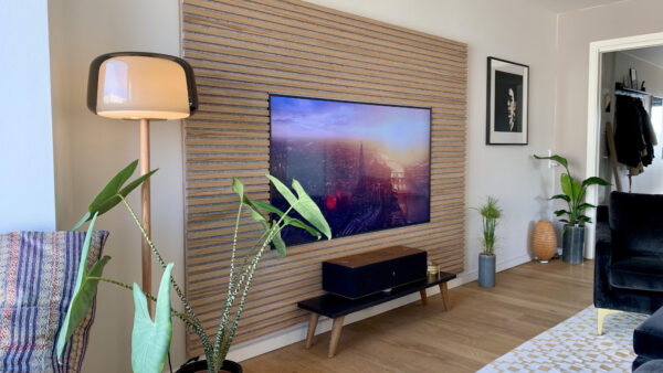 Interior wood slat wall acoustic panel