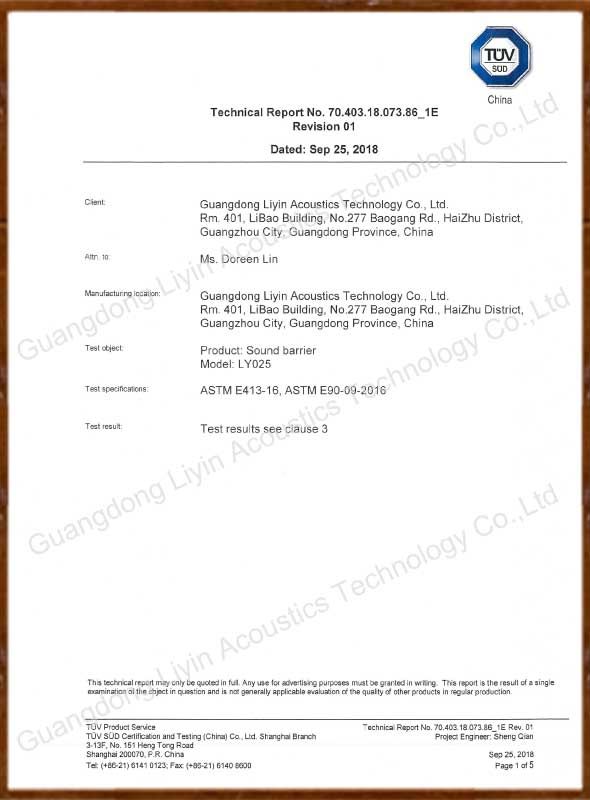 Sound Barrier Sound Insulation Report