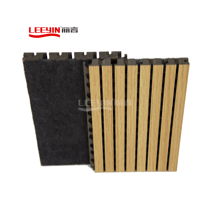 Black MDF wooden gooved acoustic panel