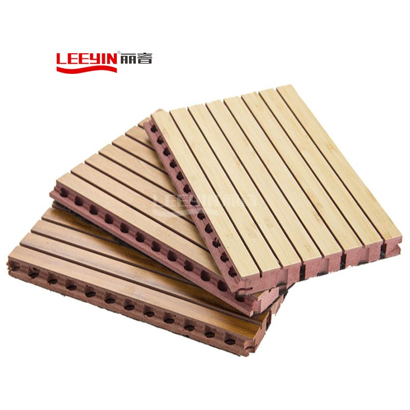 FR MDF sound noise absorbing materials wooden grooved acoustic board