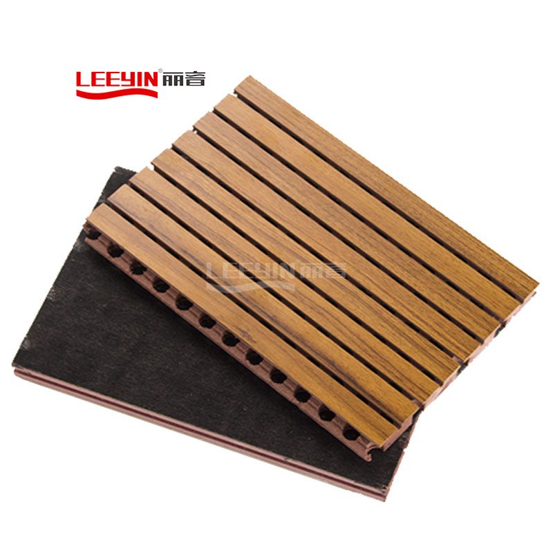 FR MDF sound noise absorbing materials wooden grooved acoustic board
