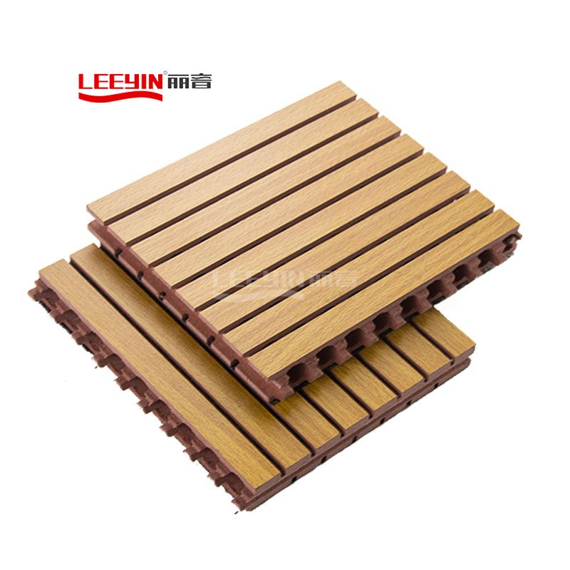 FR MDF sound noise absorbing materials wooden grooved acoustic board