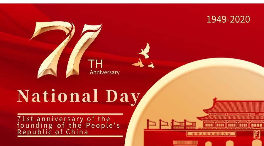 Notice for 2020 Chinese National Day and traditional Mid Autumn Festival