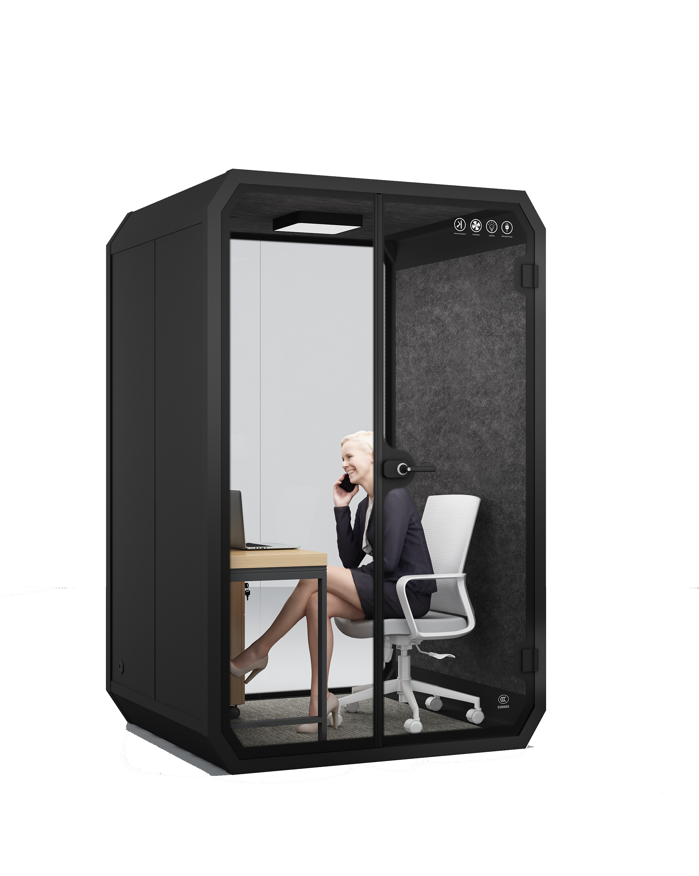 Minimalistic soundproof vocal booth for personal space