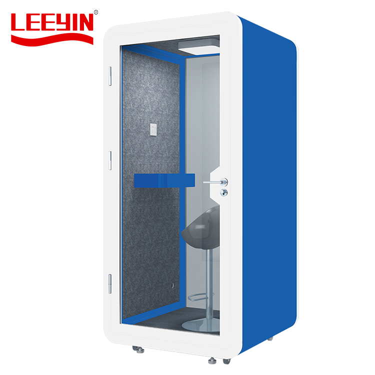 Soundproof pod Telephone Booth with 2 Metal Walls+2 Glass Wall