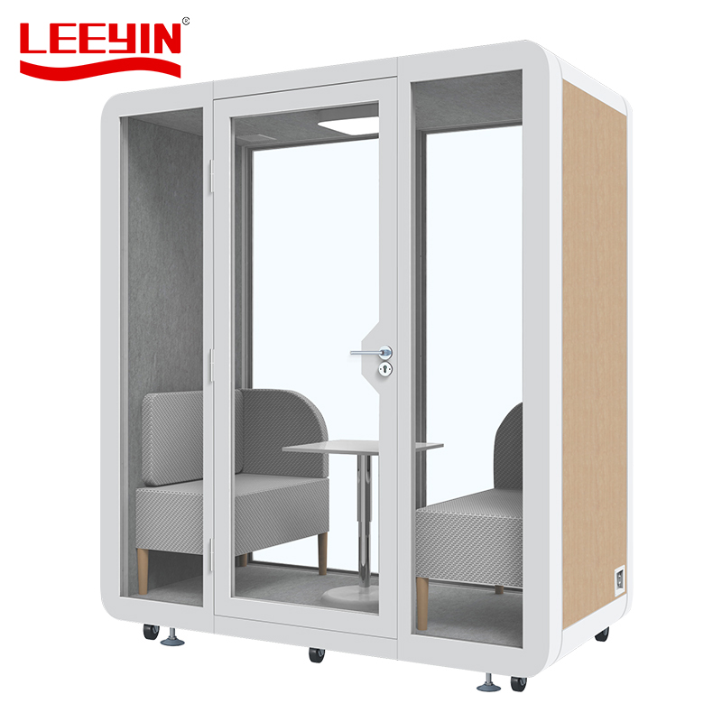 Workstation pod Meeting Room with 2 Metal Walls+2 Glass Walls for 2-4 Persons