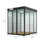 Telephone Booth with 3 Metal Walls+1 Glass Wall+Sofa