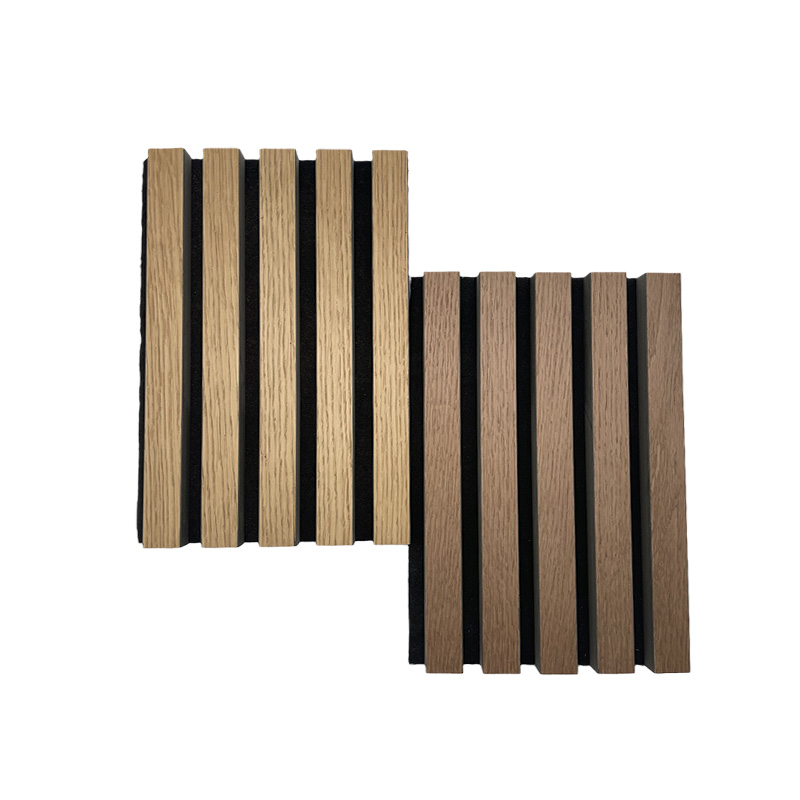 Decoration + sound absorption integration Akupanel wall slats wood